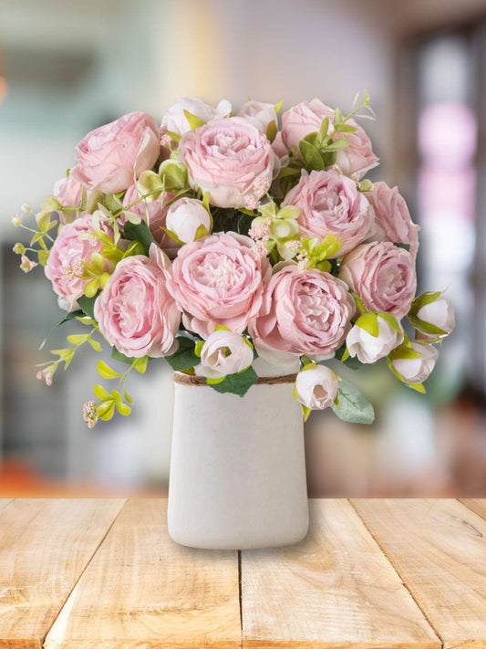 Artifloral - Bouquet de fleurs artificielles - Pivoines roses
